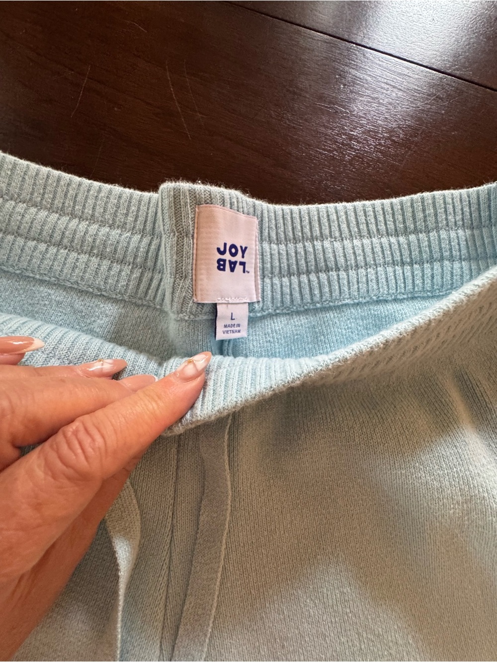 JoyLab Light Blue Wide-Leg Drawstring sweater Track Pants - Picture 4 of 10